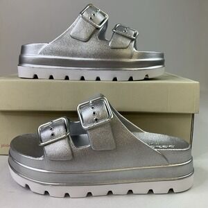 Beach Slides Women's Silver Eva Simply B Size 7